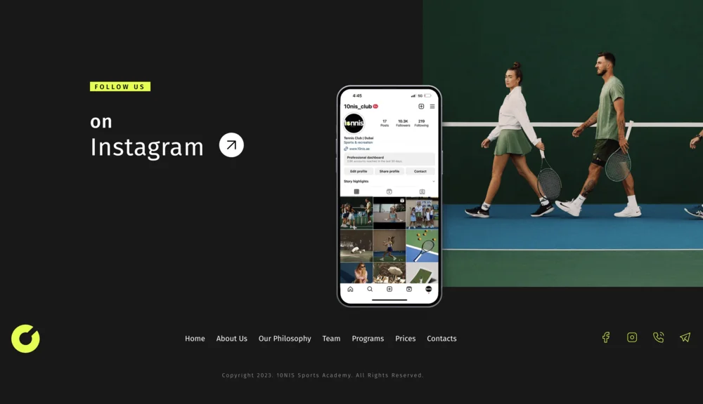 10nis — custom sports website design by Kokoro