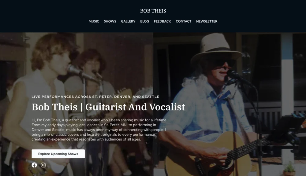 Bob Theis Music — custom music website design by Kokoro