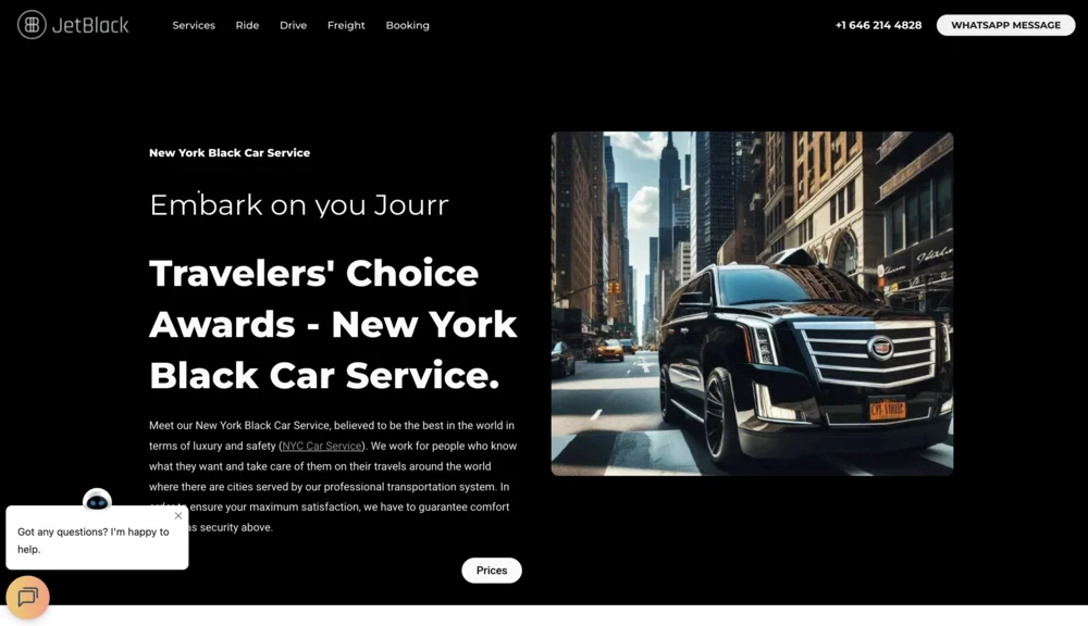 Jet Black Transport — custom transportation website design by Kokoro