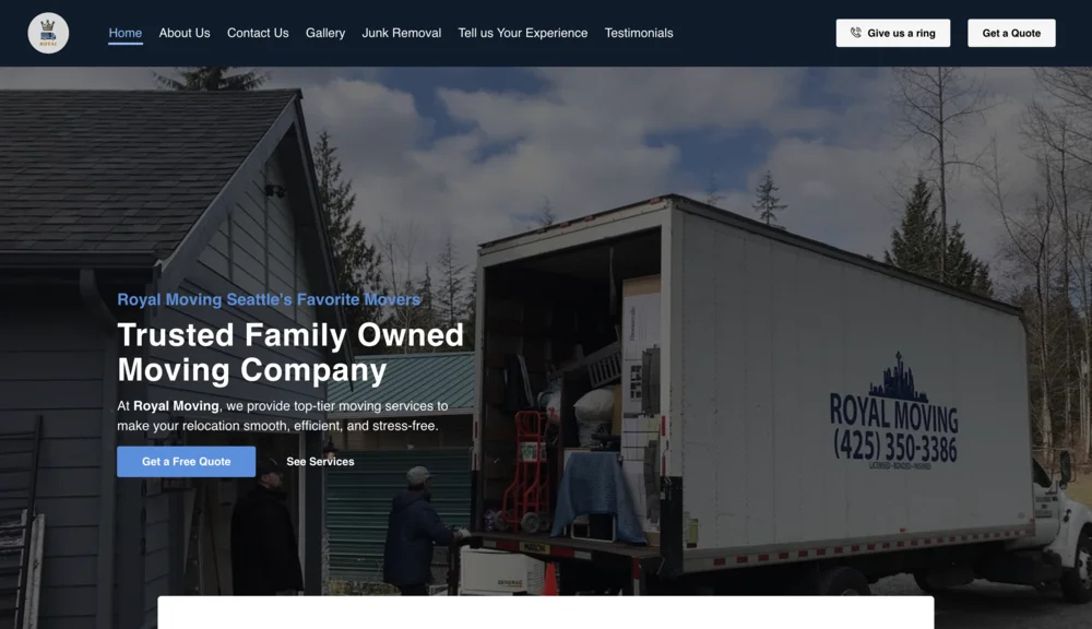 Royal Moving — custom moving website design by Kokoro